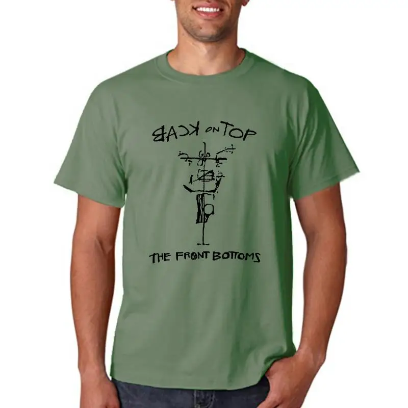 Front Bottoms Back on Top Men's White T-Shirt Customizable Size S M L Hand-Painted Design Custom Clothing Service