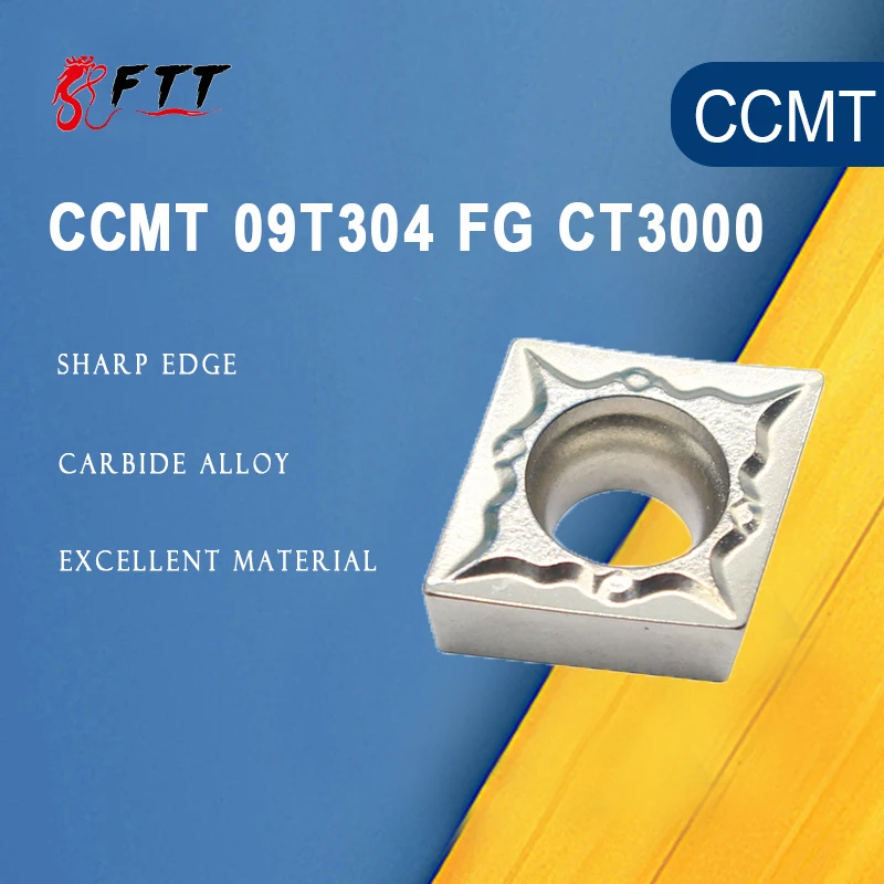 

Набор токарных инструментов CCMT09T304 FG CT3000, твердосплавные вставки из карбида цепи, для токарных станков, 10 шт.