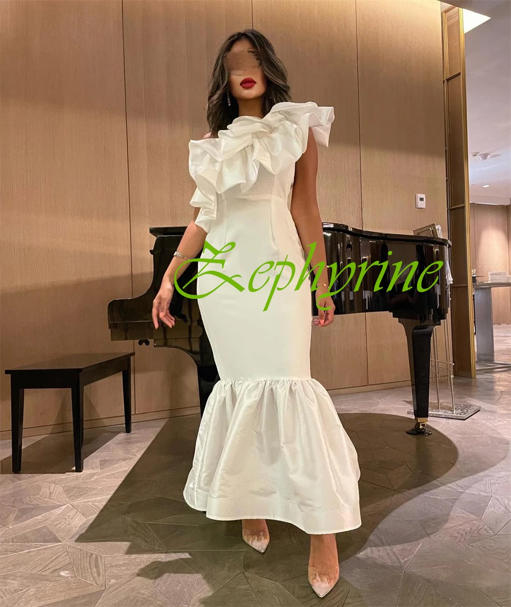 ที่กําหนดเองแขนกุด Mermaid JERSEY ชุดราตรีสีขาวอารมณ์ PARTY Dresses Elegant ชุดพิเศษ