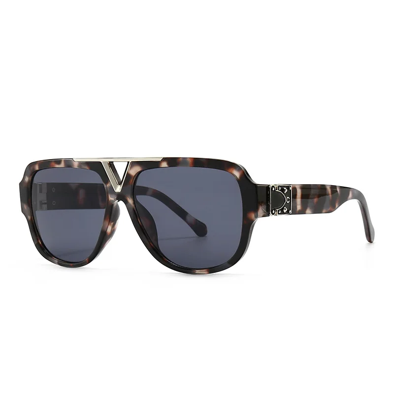 

Luxury Brand Classic Sunglasses for Men and Women Oversize Designer Leopard Marble Sunglasses UV400 Shades