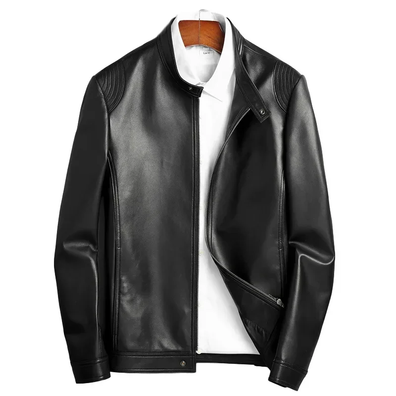 AYUNSUE-chaqueta de cuero genuino para hombre, abrigos informales de piel de oveja, ropa de primavera y otoño, Lq