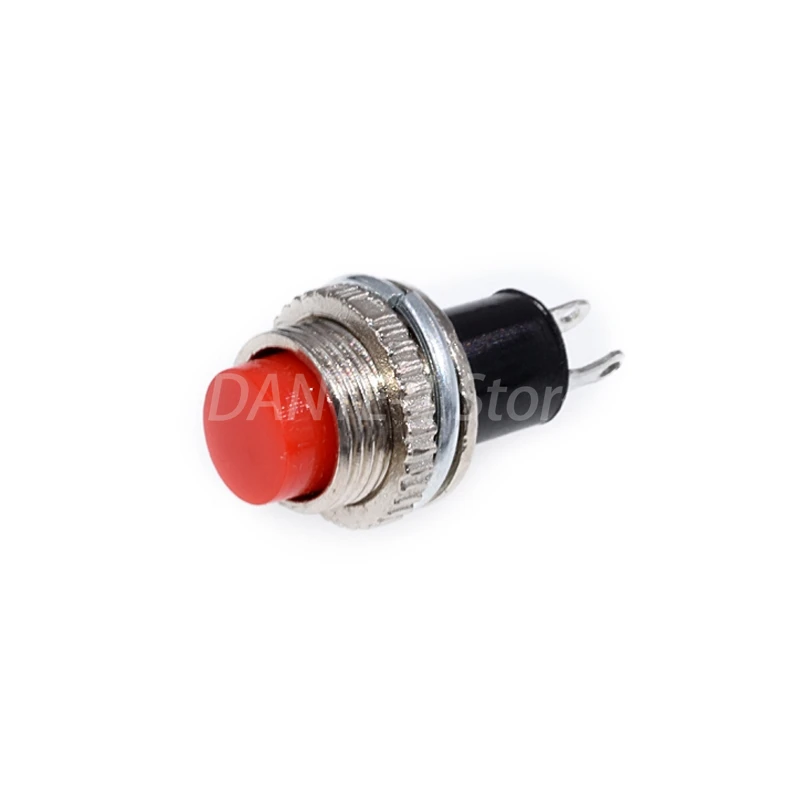 10MM small push button switch DS-314 non-self-locking reset non-locking round push button switch two-foot red/green