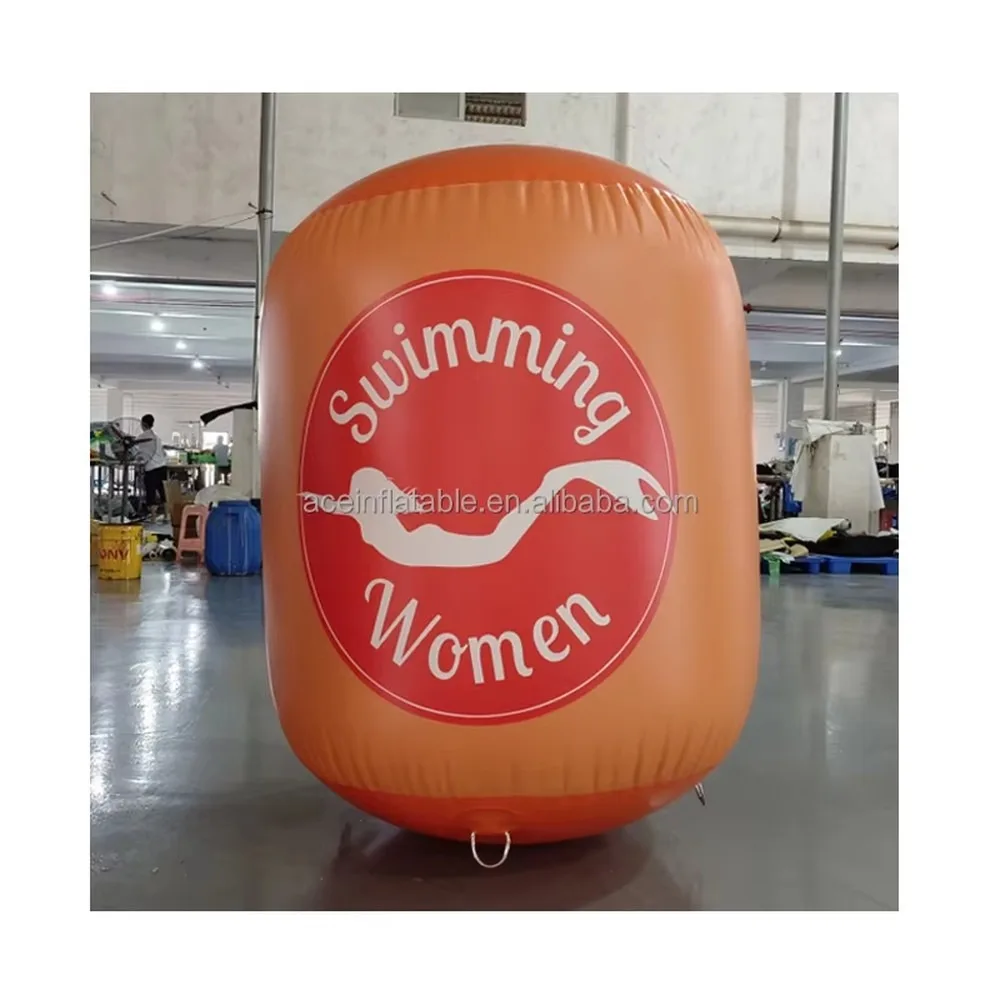 Custom Logo PVC Inflatable Swim Buoys Water Sport Event Floating Marker Tube Cylindrical Inflatable Buoy for Beach