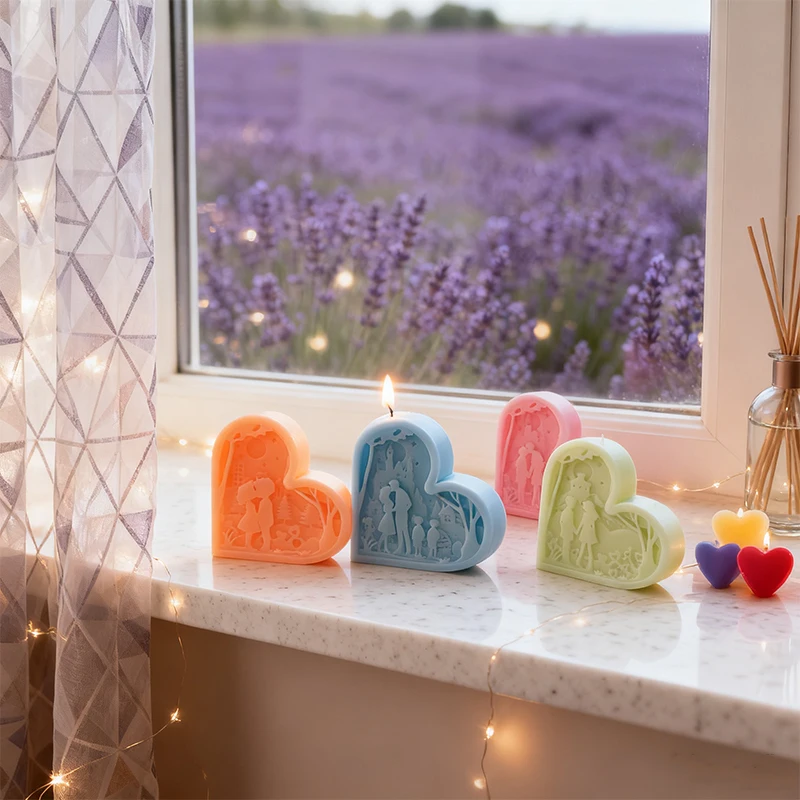 

Shaped Heart Couple Silicone Mold Valentine's Day Romantic Scene Aromatherapy Candle Plaster Mould for Romantic Home Decor Gift