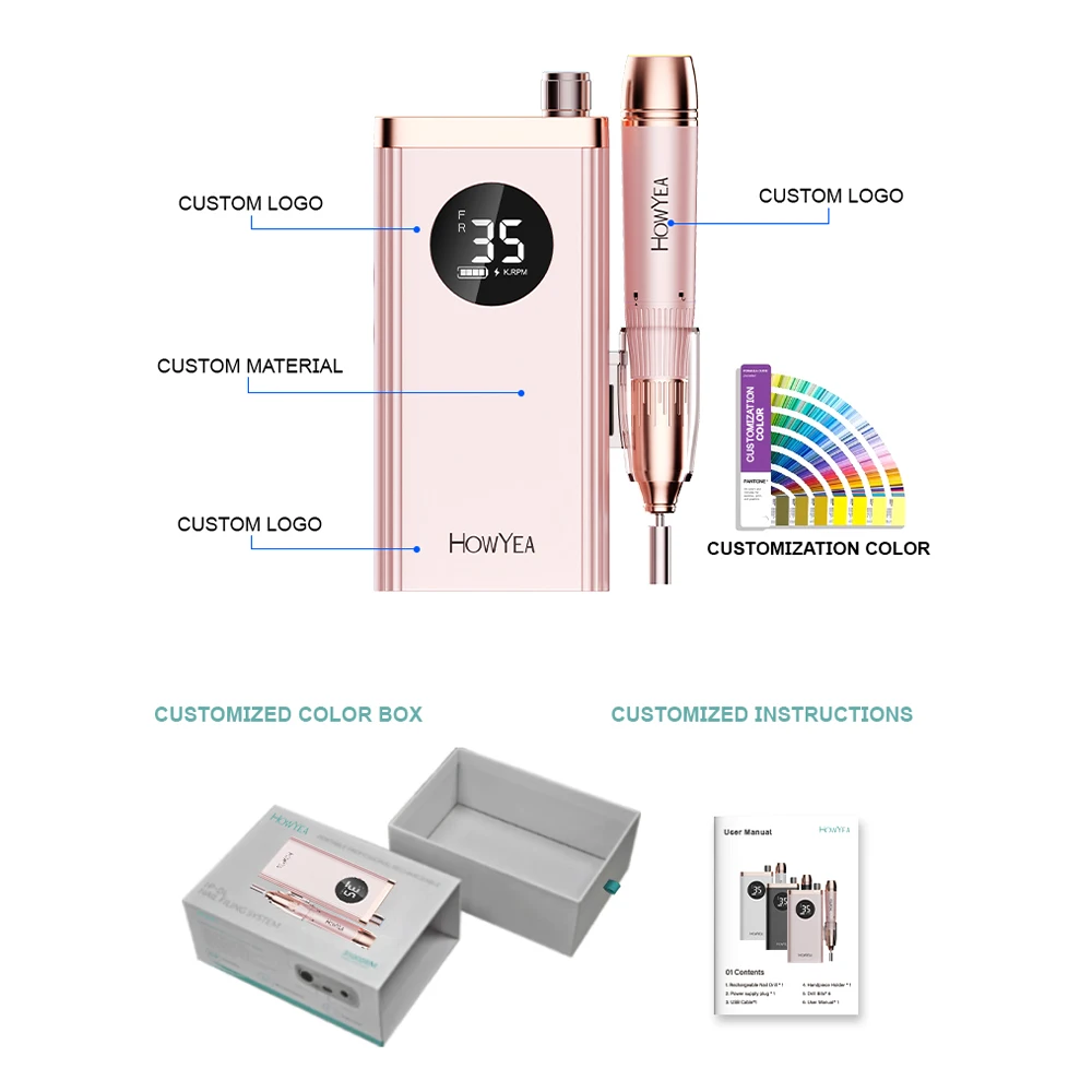 

Portable 35000rpm Salon Use Coreless Electric Nails Drill Bit Professional Rechargeable Wireless Nail Drill Machine