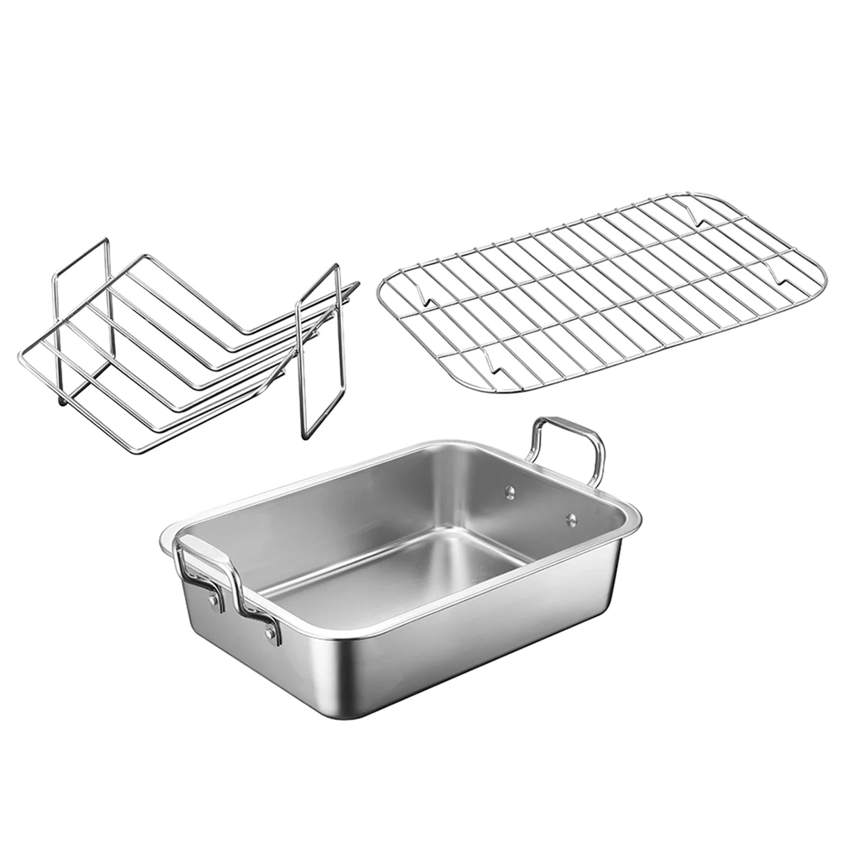 Stainless Steel Barbecue Baking Tray Grid Multifunction Removable Cooling Rack Tray Set Cake Baking Turkey Roaster Pans