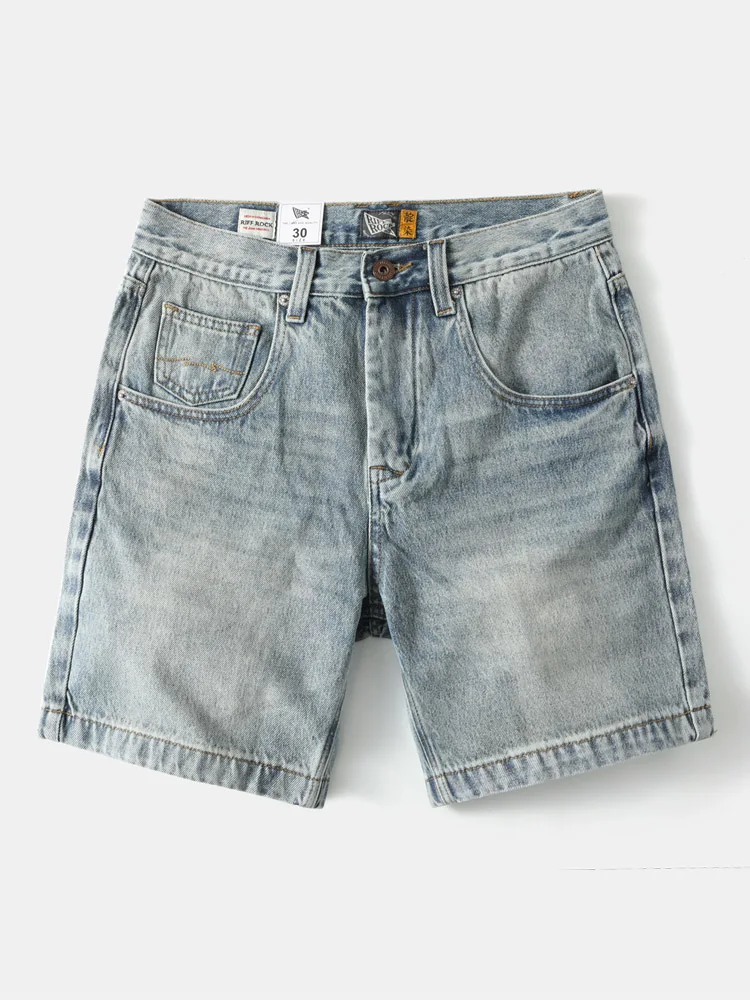 

Летние мужские джинсовые шорты в американском ретро-стиле, свободного кроя, прямые, из плотного денима, длиной до середины икры, для верховой езды