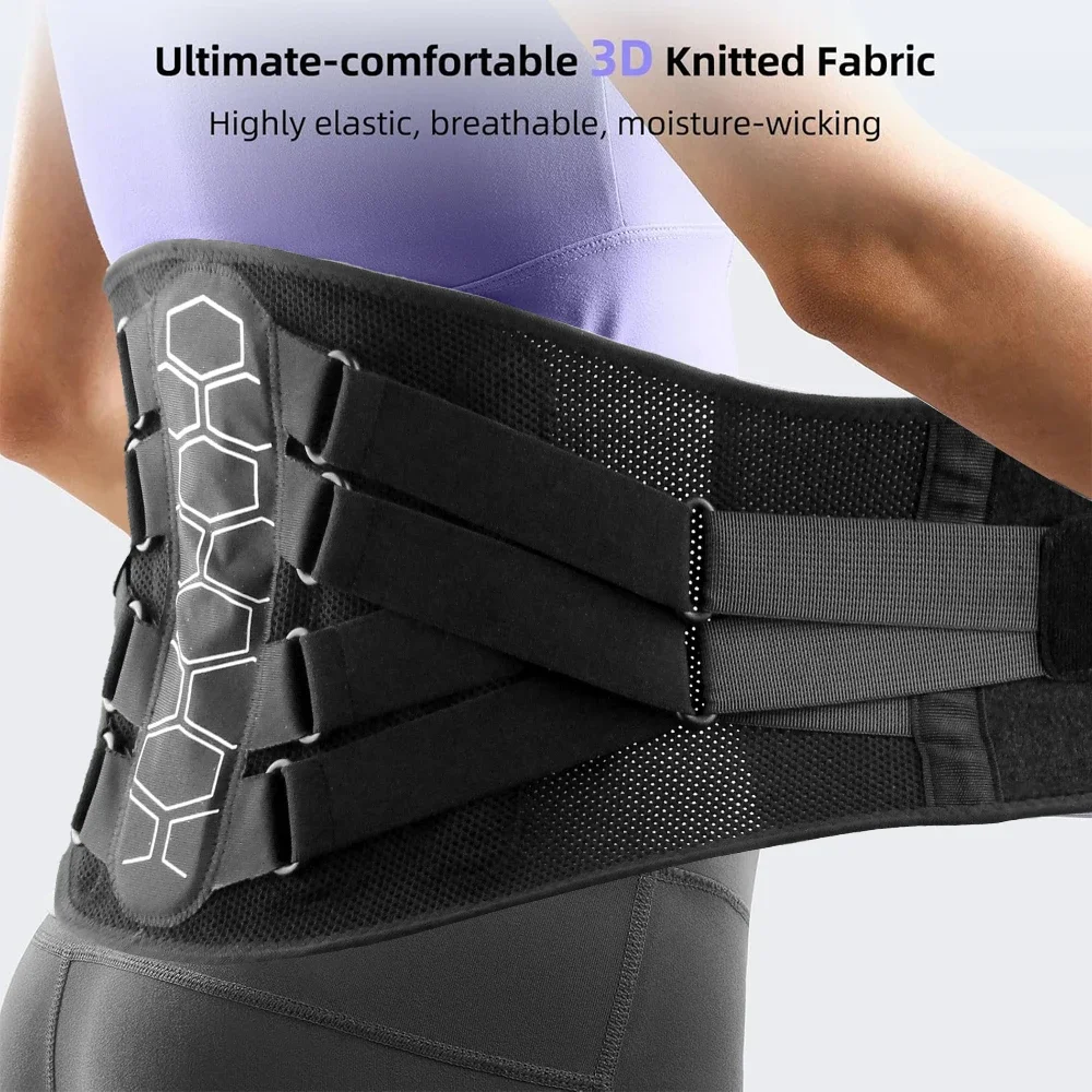 1Pc Lumbar Support Belt with Pulley System, Sciatica, Herniated Disc, Scoliosis, Back Brace with 4 Stays for Work Lifting Sports