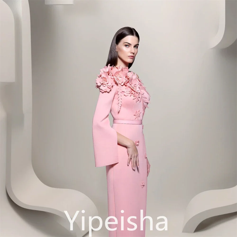 Yipeisha-vestido de noche elegante de un hombro, flor de satén, longitud de Anke, personalizado