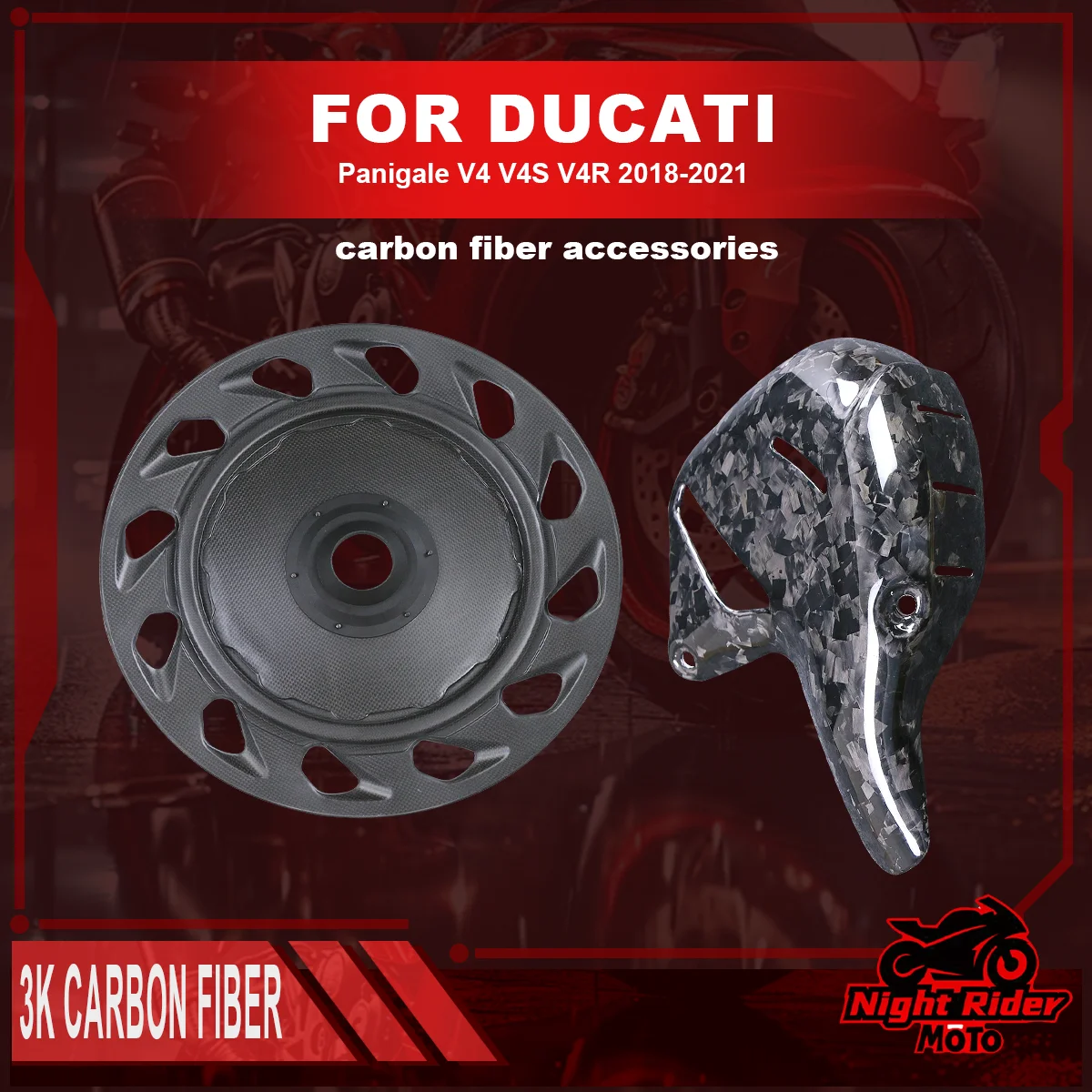 

For DUCATI Panigale V4 V4S V4R 2018-2021 Real Carbon Fiber Chain Cover Rear Wheel Cover Sprocket Cover Motorcycle Accessories