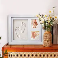 Imprint Clay Baby Hand and Footprints Kit DIY Keepsake Non-Toxic Paint Clay Handprint Keepsake Frame Wooden Frame