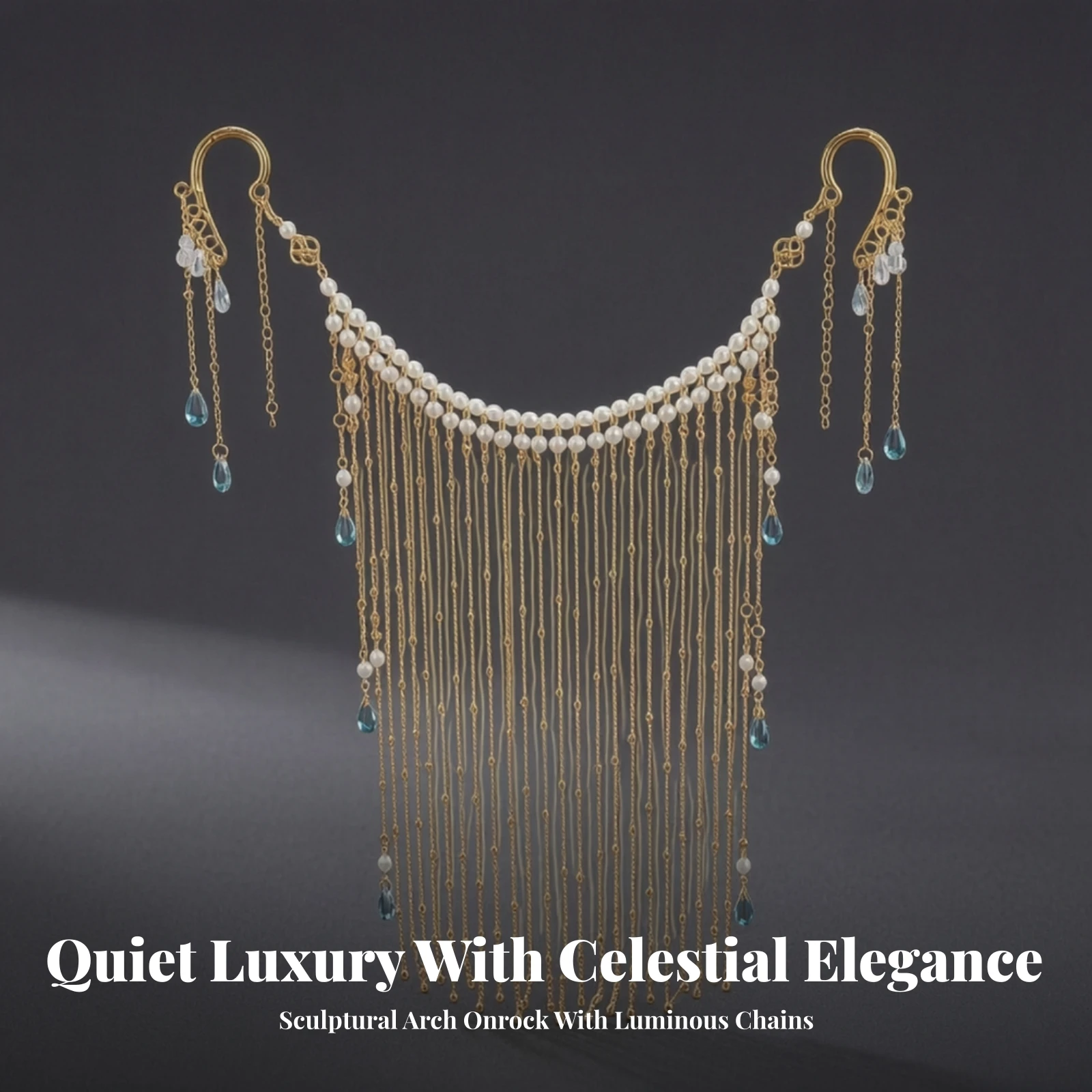 Fringe Headpiece with Chain Strands Handmade Face Curtain Fringe Forehead Jewelry Draping Head Ornament Layered for Performers