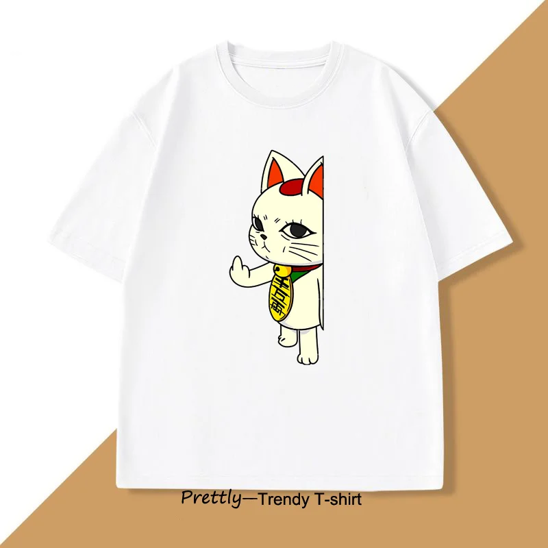 Comic Designer Unique Cosplay Momo Cartoon T-shirt Casual Short-sleeved Men's Clothing T-shirt Ddan Turbo Grandma Cat T-shirt