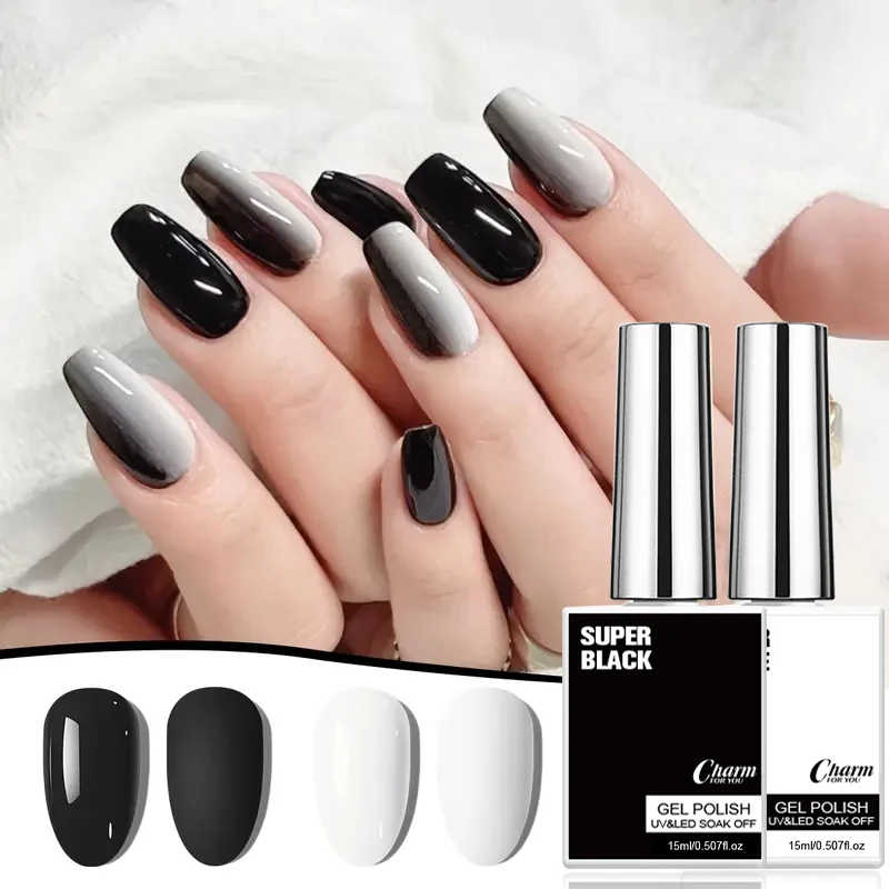 Super Schwarz Weiß Rot Gel-Nagellack 15ml, UV-LED Soak-Off Nagellack, Langanhaltender Hochglanz für Salon und Heimgebrauch Nagelkunst – Detail 3