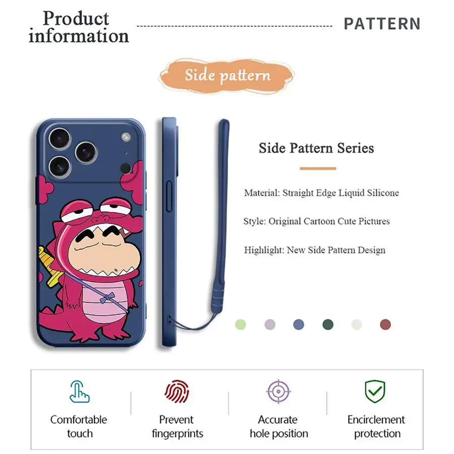 Case for Apple iPhone 17 Pro Max 12 Plus 16 Air 13 Mini 11 15 7 8 XS XR Phone Cover Crayon Shin-chan Cartoon  view 6