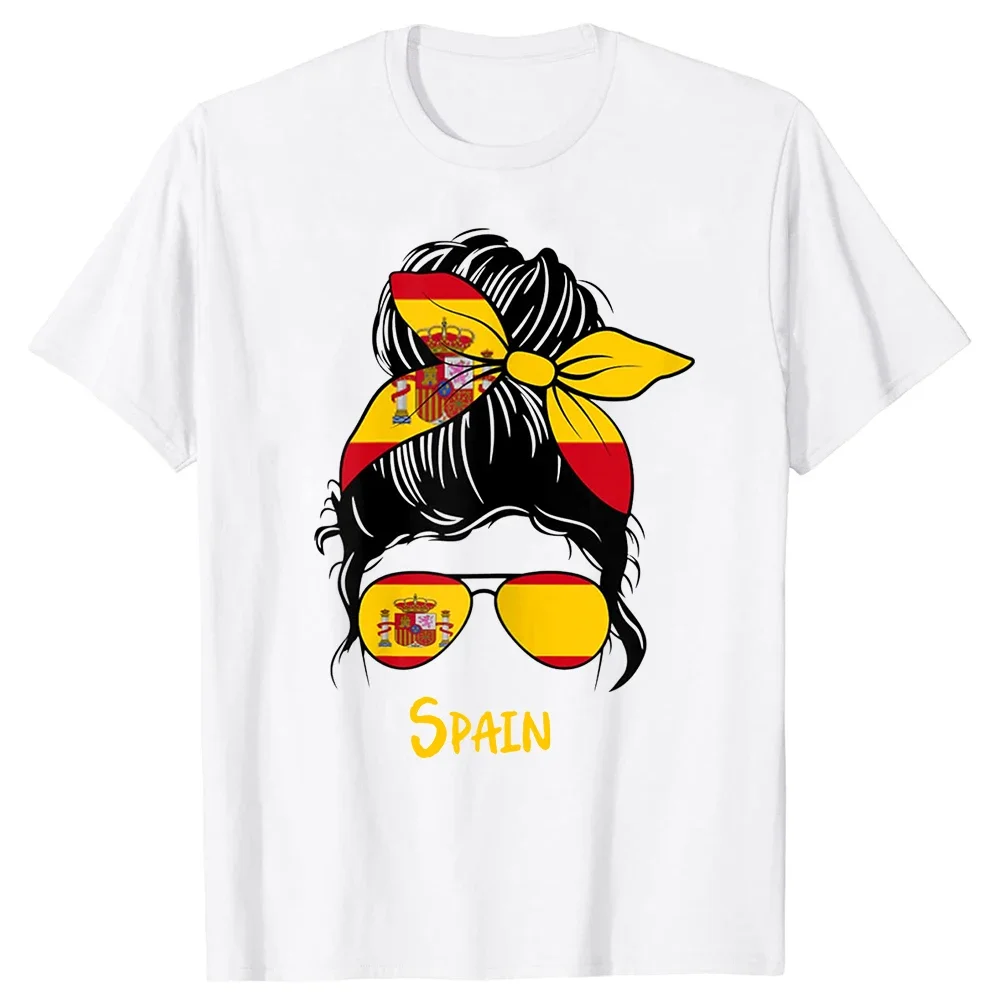 Summer Funny Spanish Española Girl Mujer Spain Tee Tops Round Neck Short-Sleeve Fashion Tshirt Clothing Casual Basic T-shirts