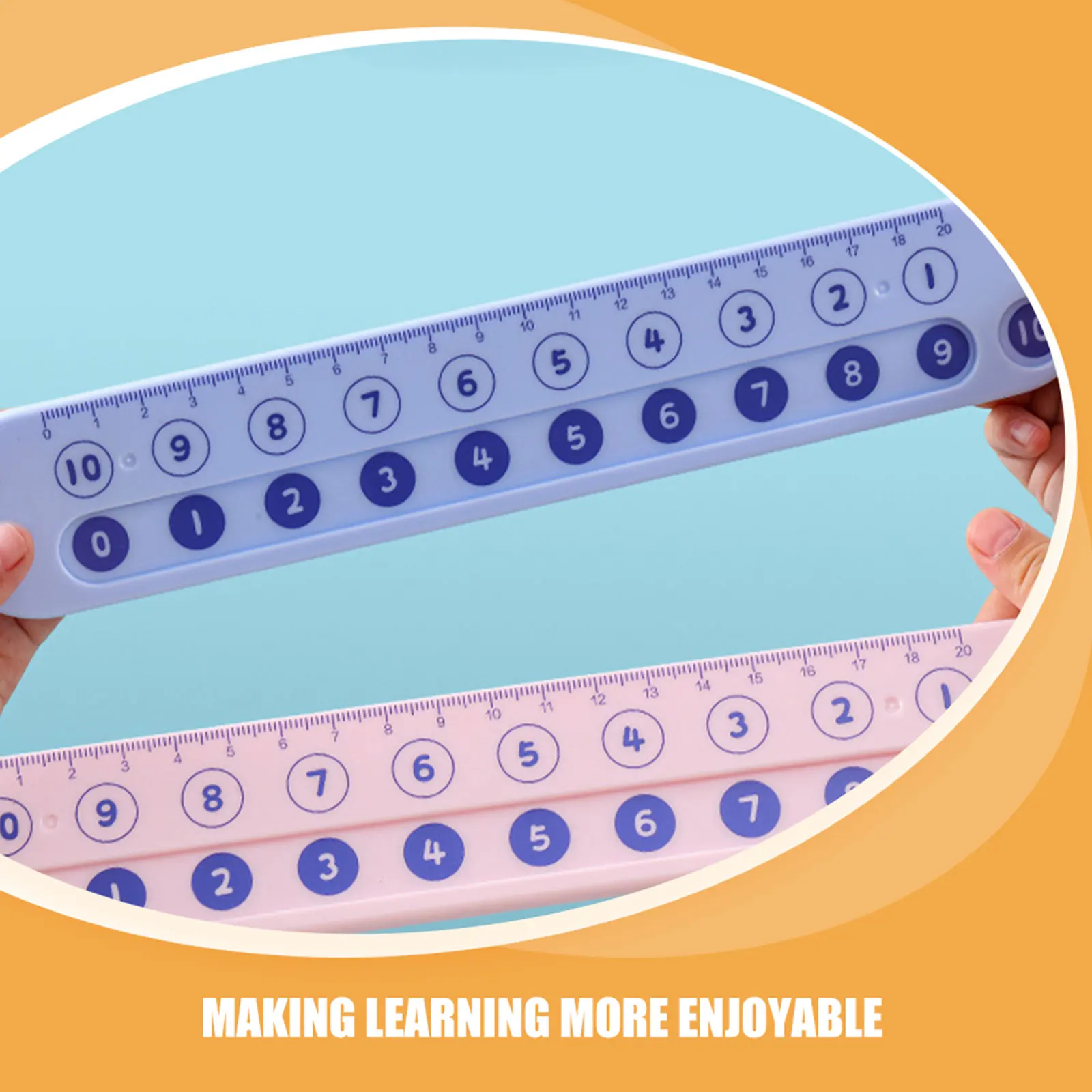 Régua de números de matemática para crianças, 2 peças, ferramenta educacional fofa de ensino de aritmética para desenvolvimento e medição de habilidades matemáticas iniciais