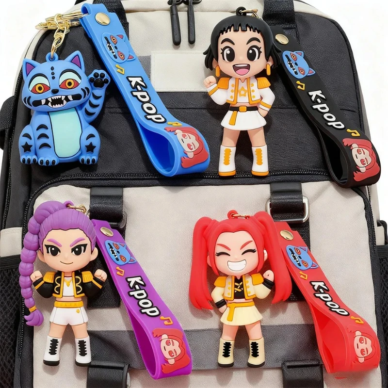 Porte-clés KPOP 4 pièces, porte-clés en PVC avec figurine de tigre, porte-clés mignon de style Harajuku pour enfants et fans, cadeau de Noël