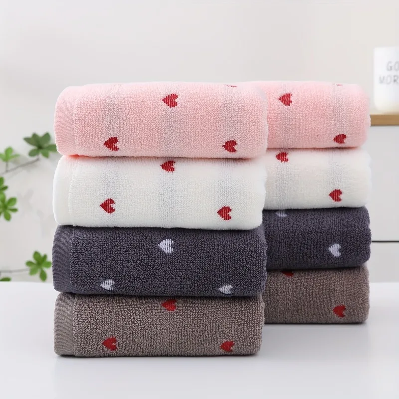 1/2pcs Set Soft Absorbent Quick-Dry Cotton Heart Pattern Face Towels Household Bathroom Towels for Daily Washing