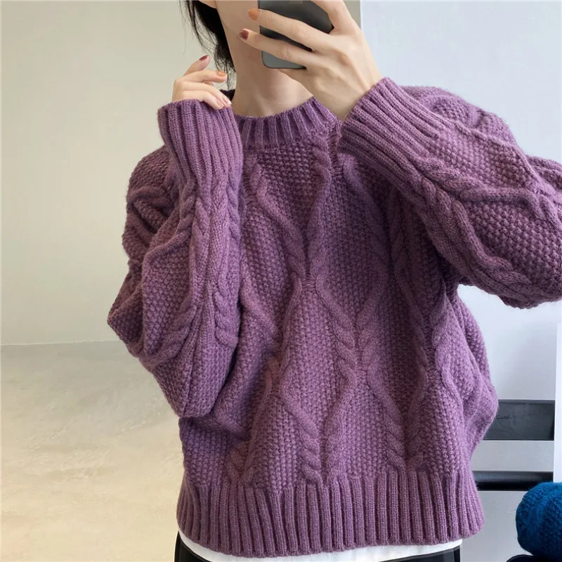 Autumn Winter New Fashion All-match Sweater Women Long Sleeve Solid Y2K Pullovers Loose Simplicity Chic Lady Tops Female Clothes