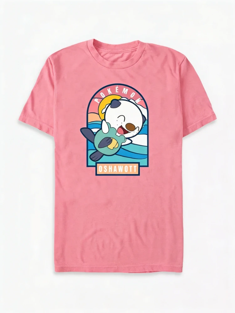 2026 New Oshawott Sun Fun Big Graphic Print Retro Fashion Spring Men's Short Sleeve Parent-Child Loose and Comfortable T-Shirt view 3