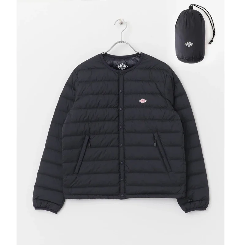 

DANTON Japanese style thin collarless waterproof warm lining down jacket white duck down can be stored