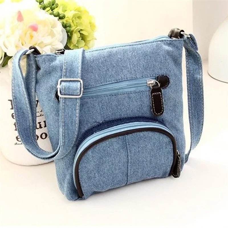 Borse a tracolla per donna borse Casual in Denim borsa a tracolla femminile moda borsa da viaggio con cerniera borsa a tracolla da donna