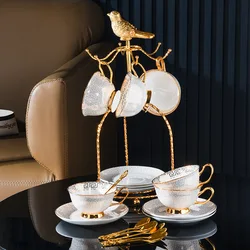 European Bone China Coffee Cup Set Fine Grain Creative Ceramic Phnom Penh Afternoon Tea Cup & Saucer with Spoon Nice Gift