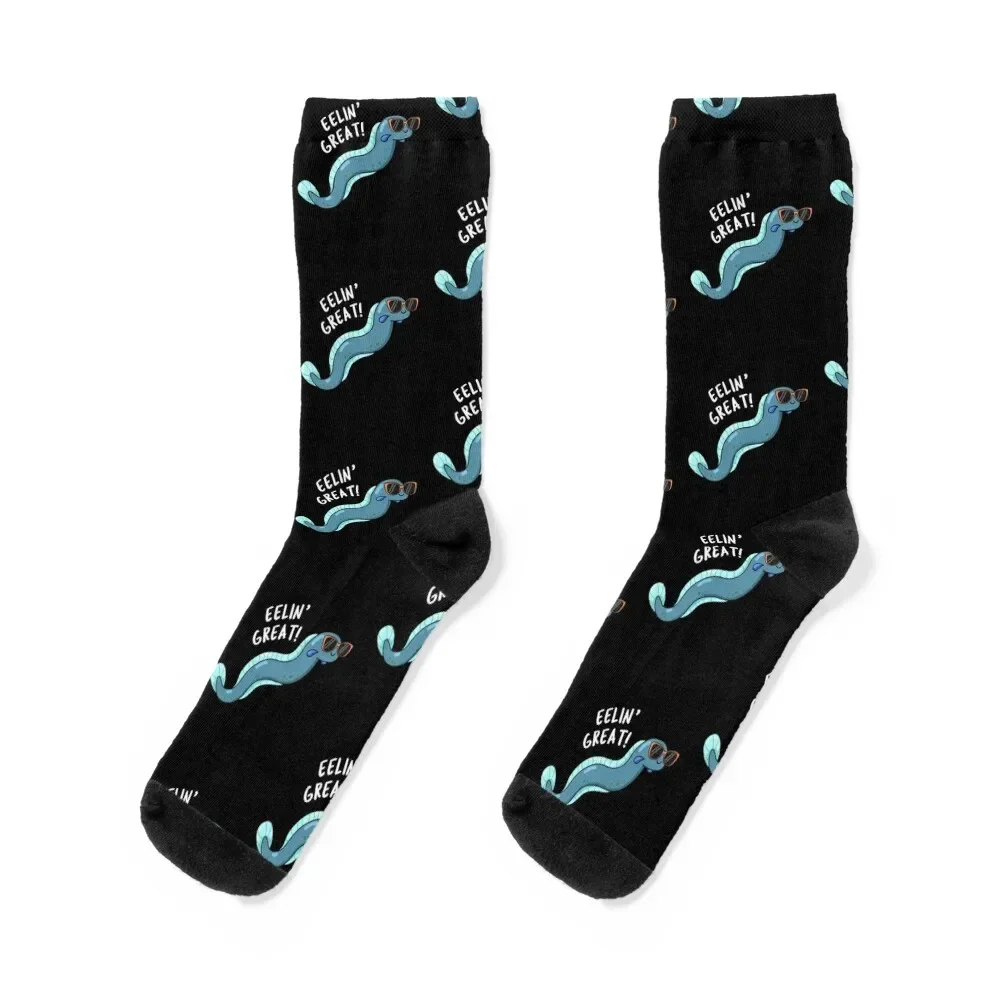 Eelin Great Funny Eel Puns (Dark BG) Socks cotton winter gifts Antiskid soccer Socks Male Women's