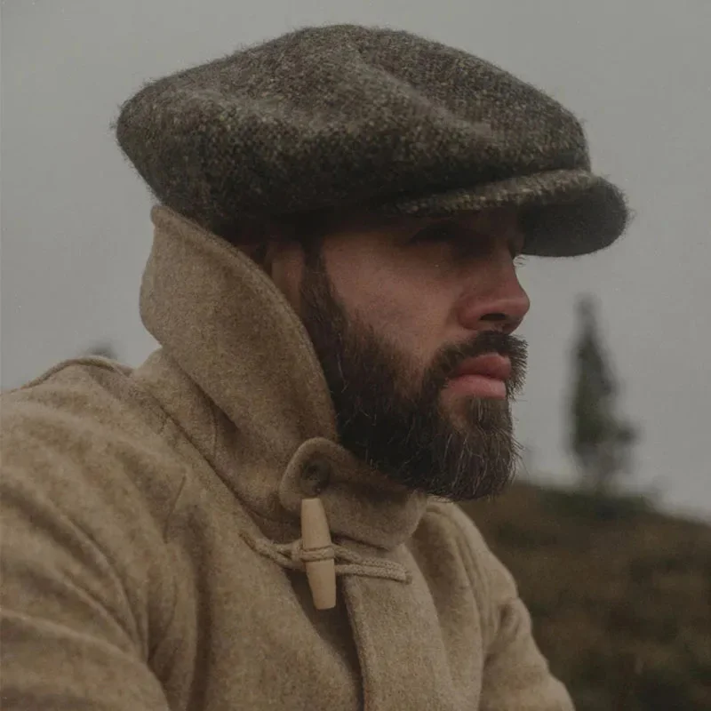 Gorra clásica de Newsboy para hombre, Boina de lino y algodón, gorro octogonal de pintor informal cálido, moda Peaky, Vintage