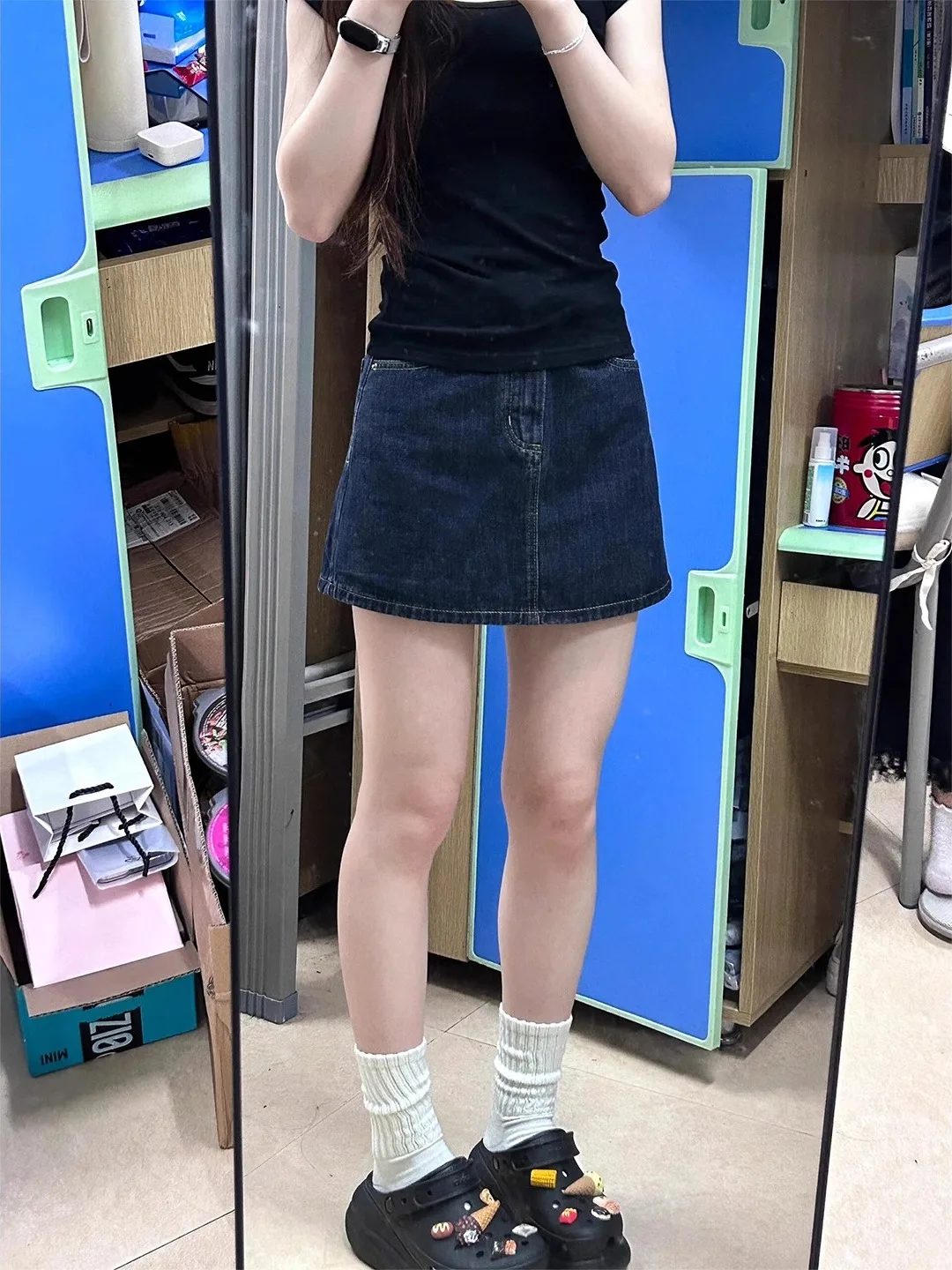 

Deep Blue Denim A-Line Skirt Pants Women's Summer New Versatile Slimming Belly Covering Pear aped Body High Waist Stra...