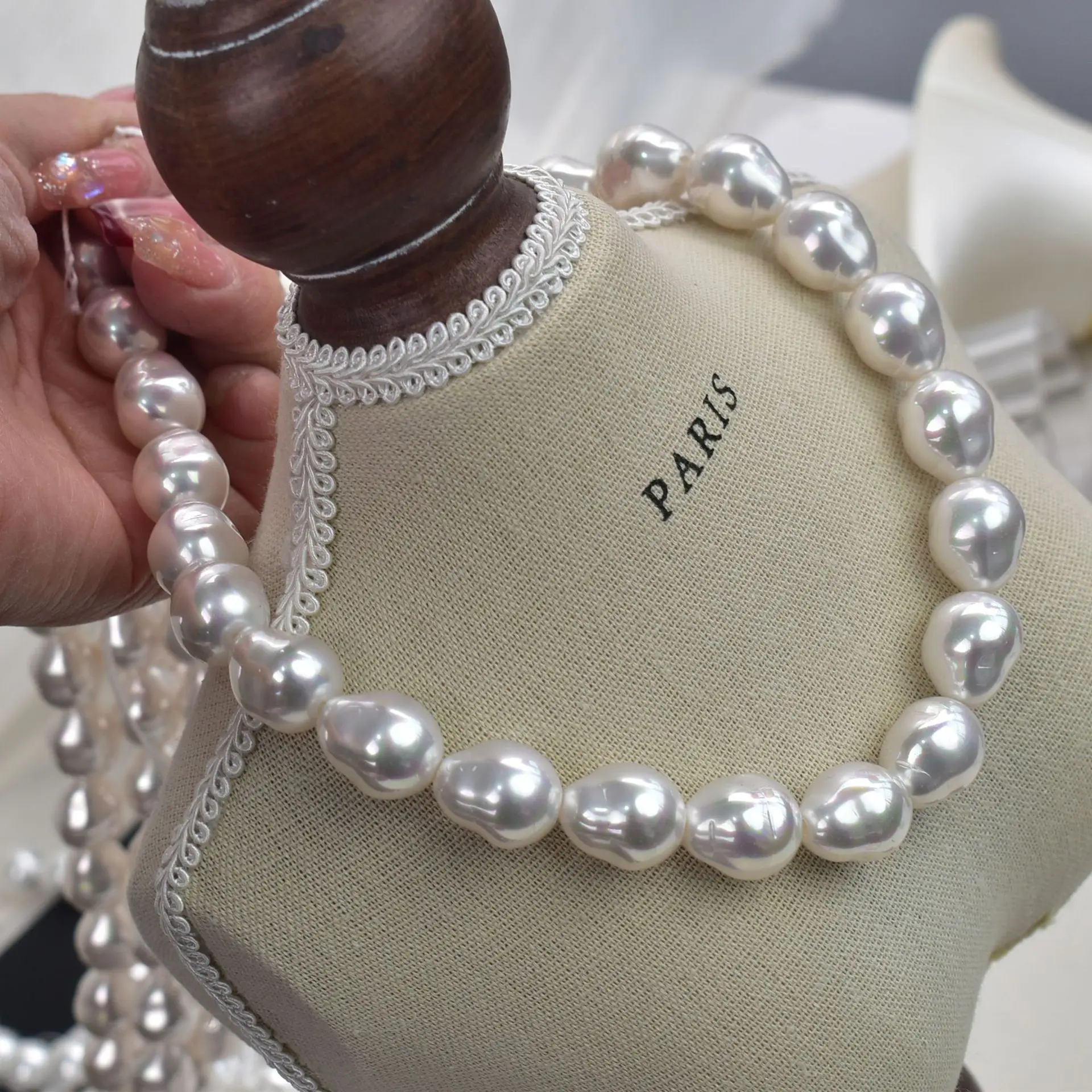 

Iridescent Shell Pearl Beads 13x18mm Water Drop Shape White Imitation Pearl Beads Strings DIY Jewelry Necklace Accessories Gift