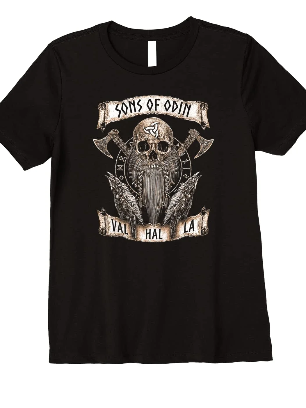 Sons of Vi king Beard Skull Valhalla Hugin Minin Rune T-Shirt. Premium Cotton Short Sleeve O-Neck Mens T Shirt New S-3XL