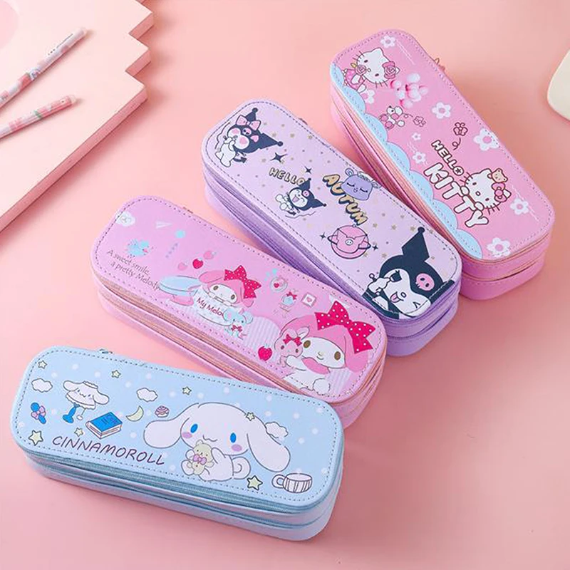 Imagem -04 - Grande Capacidade Lápis Case dos Desenhos Animados Double Layer Pen Box Bolsa de Lápis Kawaii Criativo Material Escolar Papelaria Presentes