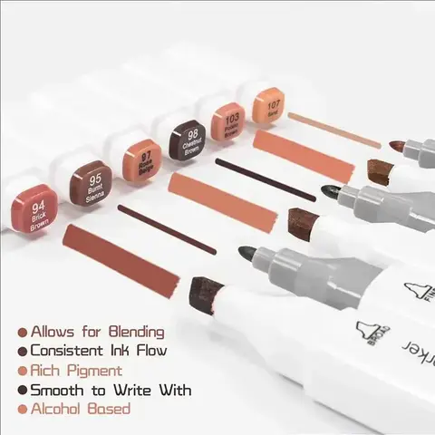 6-30 रंग त्वचा टोन दोहरे सिर वाला मार्कर सेट पेंटिंग ड्राइंग हाइलाइटर स्कूल कला आपूर्ति कलाकार कोरियाई स्टेशनरी के लिए 10 best sales फाइब्रोन्स - №10