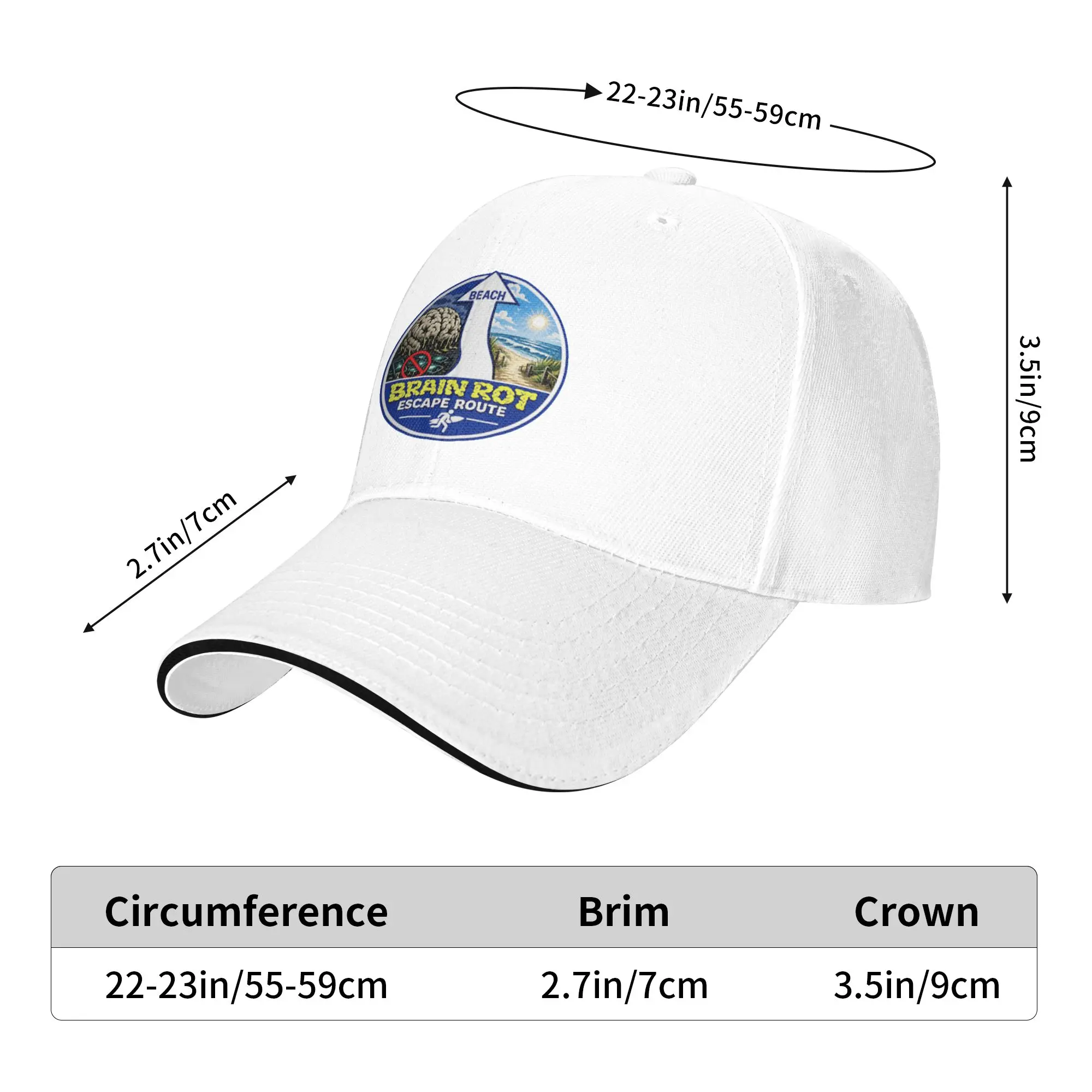 Brain Rot Escape Route - Evacuate to the Beach Gift For Children Men Women A Baseball Cap Hat