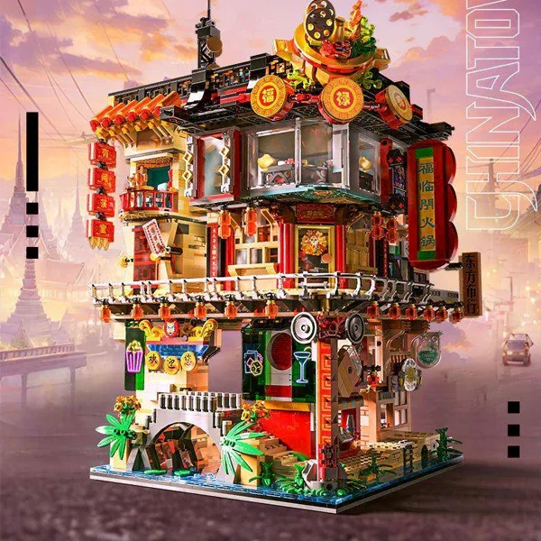 4653PCS Creative Expert Chinatown Bangkok Building Blocks Set City Street View Architecture Model Bricks Toys Xmas Gifts For Kid