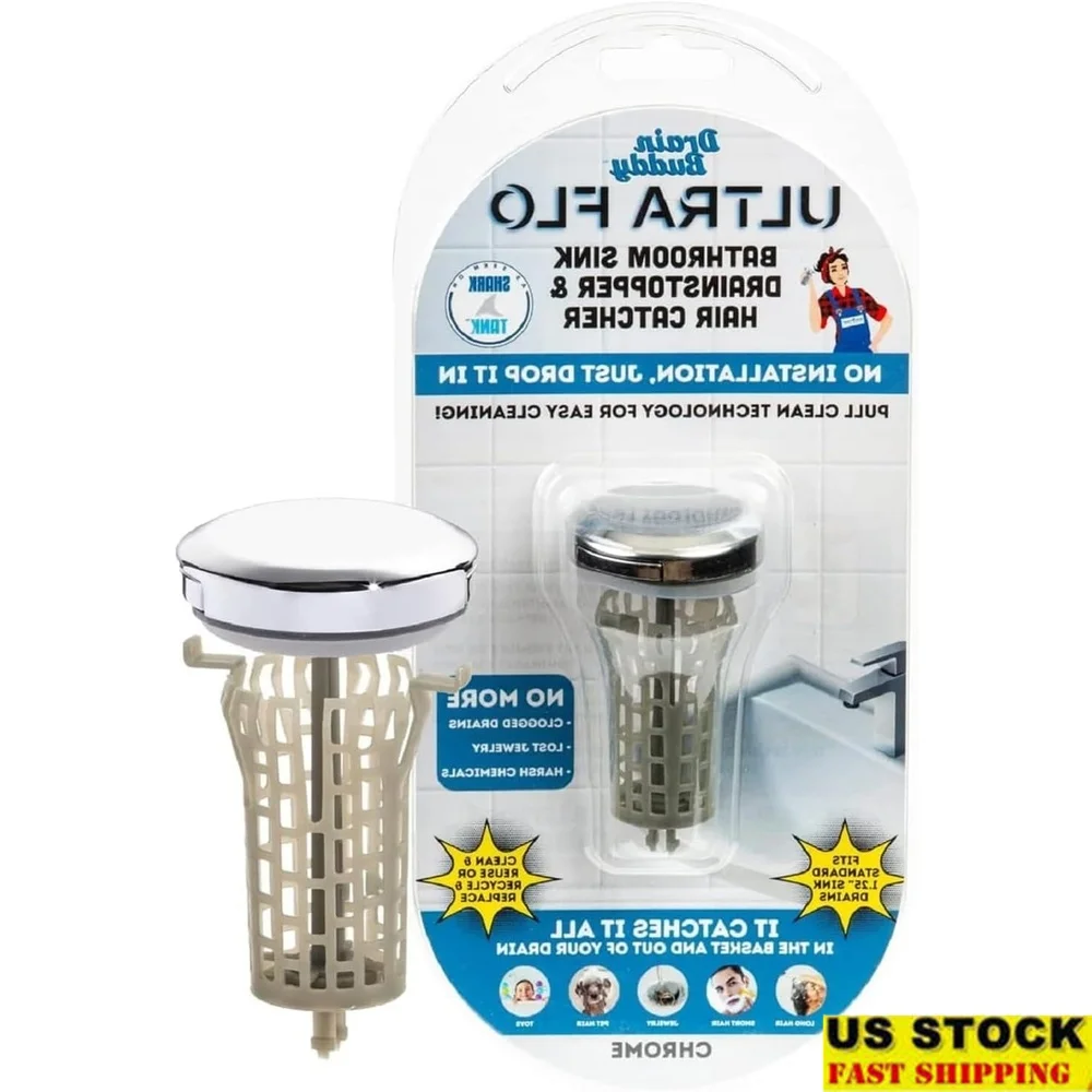 

Пробка для слива раковины Ultra Flo, ловушка для волос, инструмент для предотвращения засорения, легко чистится, не требует установки, технология для очистки, подходит для 1,25 дюйма