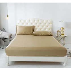 30MM 100% Mulberry Silk Fitted Sheet Deep 25cm Seamless Elastic Band Mattress Cover Solid Dyed Bed Sheet Many Size Customized