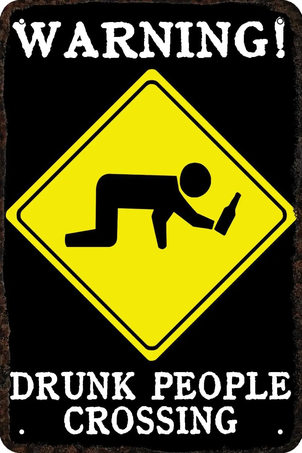 1p,Metal Signs Drunk People Crossing Vintage Tin Sign Funny Art Wall Decorations for Home Man Cave Bedroom Bar Bathroom  Inch