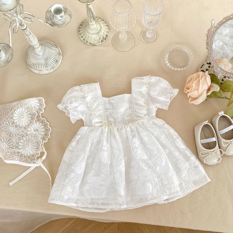 New summer baby clothing, 0-3 year old baby girl, princess A-line skirt with lace lace short sleeved dress