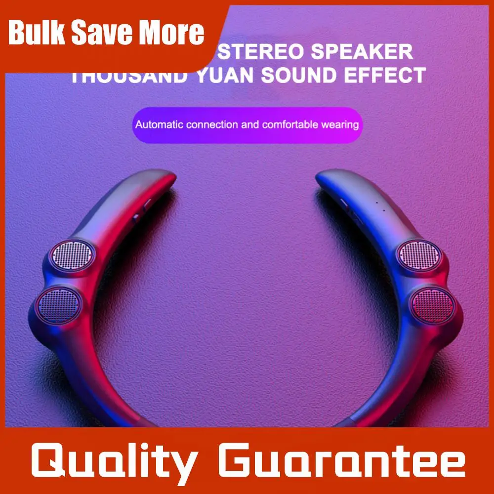 

Bluetooth-совместимая беспроводная колонка с креплением на шею, сабвуфером и четким звуком для звонков, 4 динамика для спорта и игр