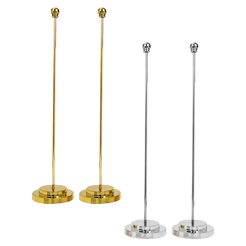 

4 Pcs Table Flag Pole Office Base Mini Holder Desk Bracket Flagpole Miniature Metal