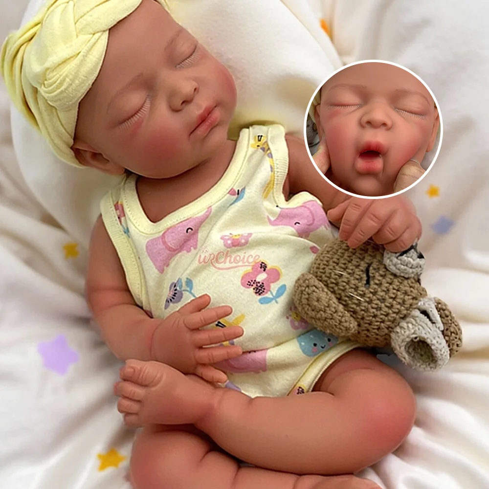 

Waterproof Lifelike Painted 17" Full Body Platinum Silicone Reborn Bebe Doll Girl Muñeca Realistic Sleeping Baby With Mouth Open