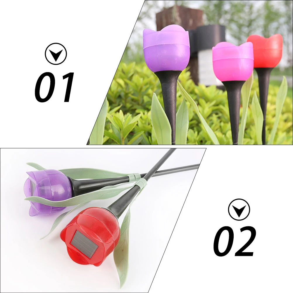 

5Pcs Solar Lawn Light ABS Eco Waterproof Outdoor Garden Decor Yard Landscape Lighting Tulip Design Night Atmosphere