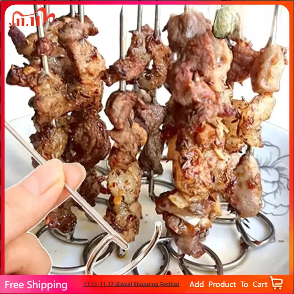 

8pcs Air Fryer Skewer Stand Vertical Stainless Steel BBQ Holder Food Grade Oven Skewers Home Kitchen Picnic Grilling Kabobs