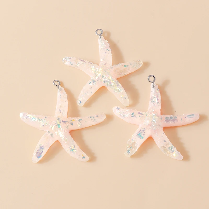 Leslie 10 Stück Harz-Anhänger in Form von niedlichen, glitzernden, bunten Seesternen für Ohrringe, Halsketten, Armbänder, Sommer- und Strand-Schmuckherstellungszubehör – Detail 7