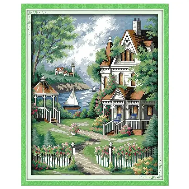 Leisurely Cabin House Scenery Patterns Counted Cross Stitch Set DIY 11CT 14CT 16CT DMC Cross-stitch Kit Embroidery Needlework