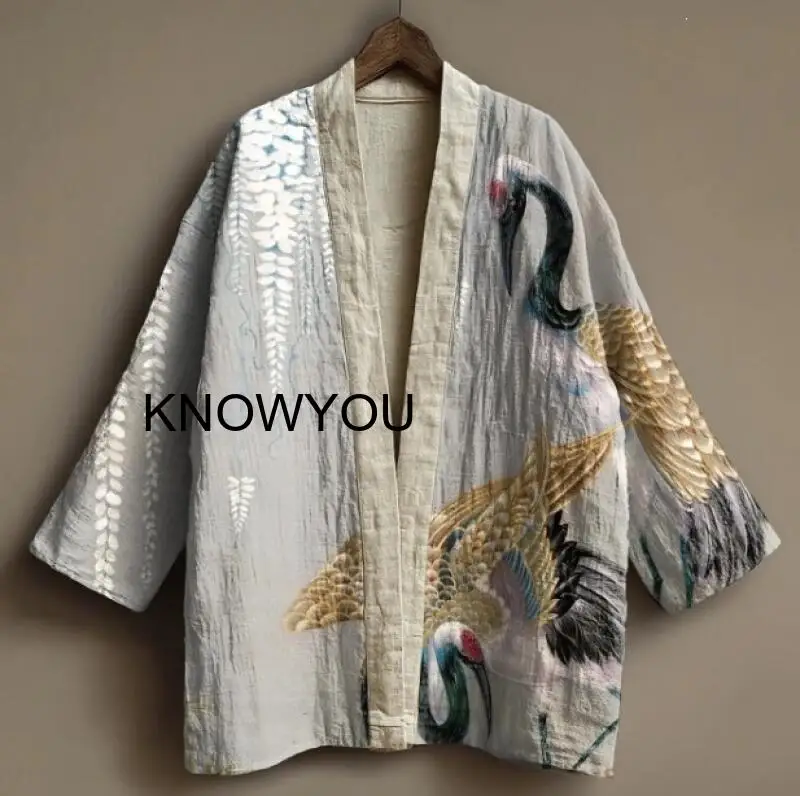 

Men Japanese Kimono Big Size Jacket Plus Size 3Xl 4Xl Yukata Haori Coat Casual Capes Summer Spring New Samurai Costume Cardigan