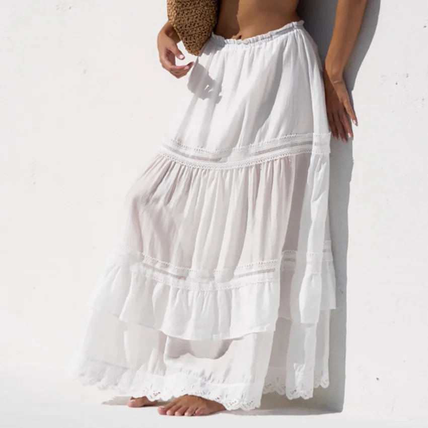 

2025 Summer New French Temperament White Skirt Women's Design Sense Fashion Casual Ballet Puffy Cake Skirt